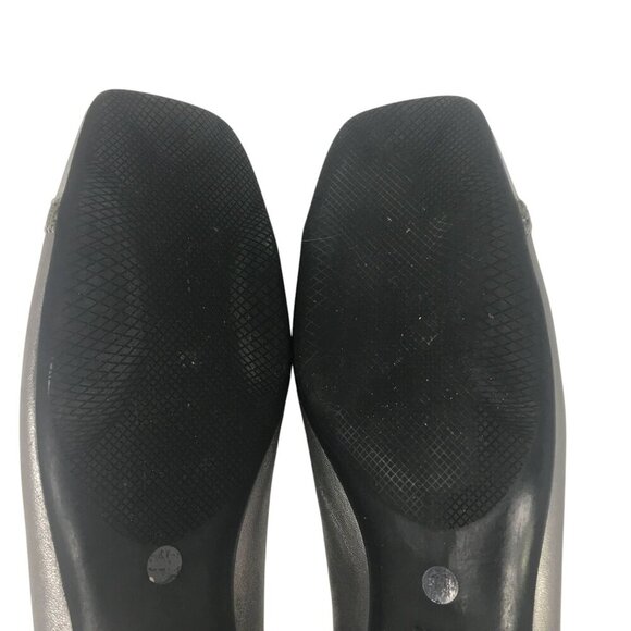 Prada Square Toe Ballet Flats Leather Silver Metallic Women's Size 38.5 US 8 - Picture 11 of 15